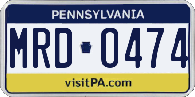 PA license plate MRD0474
