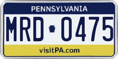 PA license plate MRD0475