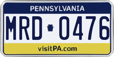 PA license plate MRD0476
