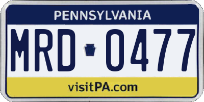PA license plate MRD0477