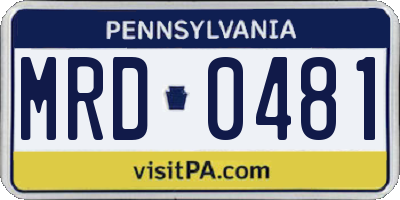 PA license plate MRD0481