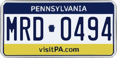 PA license plate MRD0494