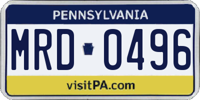 PA license plate MRD0496