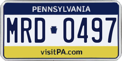 PA license plate MRD0497