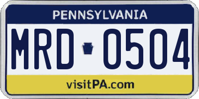 PA license plate MRD0504