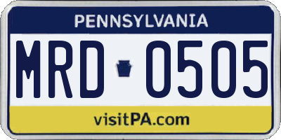 PA license plate MRD0505