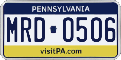 PA license plate MRD0506