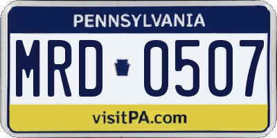 PA license plate MRD0507