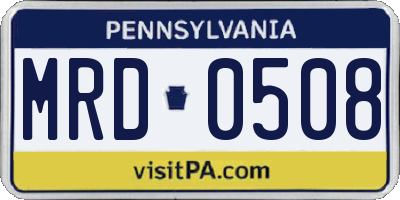 PA license plate MRD0508
