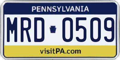 PA license plate MRD0509