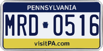 PA license plate MRD0516