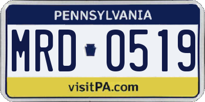 PA license plate MRD0519