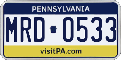PA license plate MRD0533