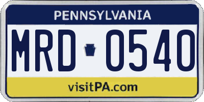 PA license plate MRD0540