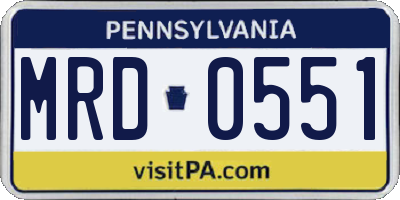 PA license plate MRD0551