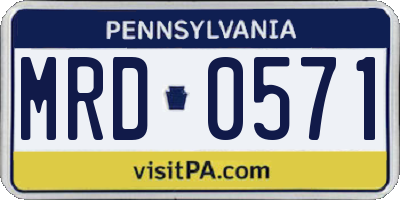 PA license plate MRD0571