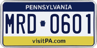 PA license plate MRD0601