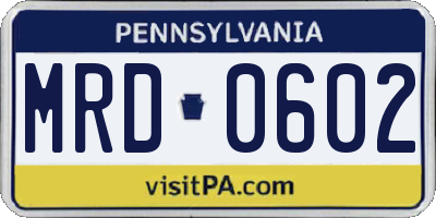 PA license plate MRD0602