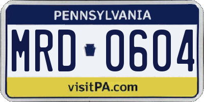 PA license plate MRD0604