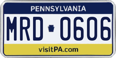PA license plate MRD0606