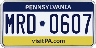 PA license plate MRD0607