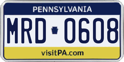 PA license plate MRD0608