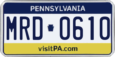 PA license plate MRD0610