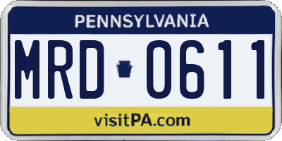 PA license plate MRD0611