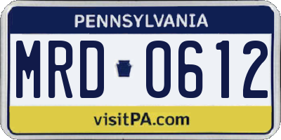 PA license plate MRD0612