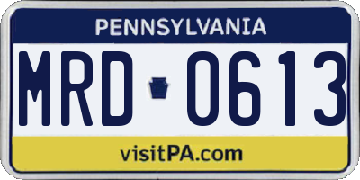 PA license plate MRD0613