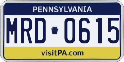 PA license plate MRD0615