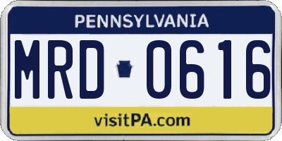 PA license plate MRD0616