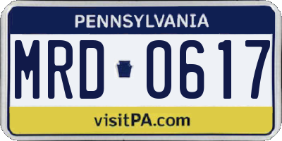 PA license plate MRD0617