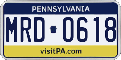 PA license plate MRD0618