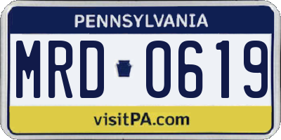 PA license plate MRD0619