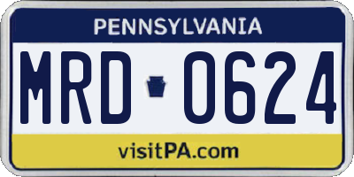 PA license plate MRD0624