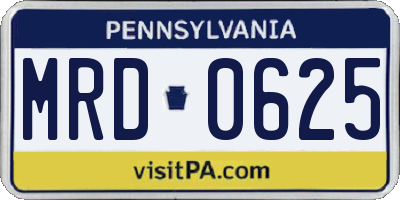PA license plate MRD0625