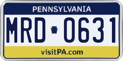 PA license plate MRD0631