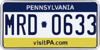PA license plate MRD0633
