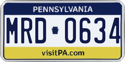 PA license plate MRD0634