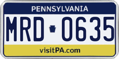 PA license plate MRD0635