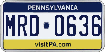 PA license plate MRD0636