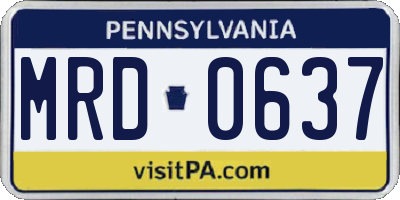 PA license plate MRD0637