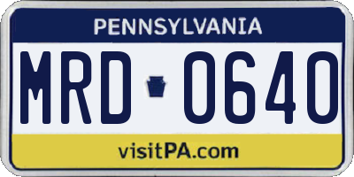 PA license plate MRD0640