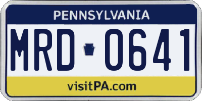 PA license plate MRD0641