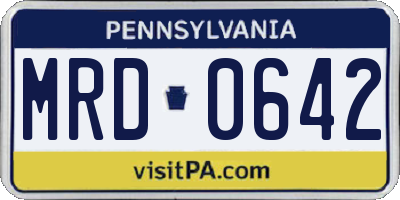 PA license plate MRD0642