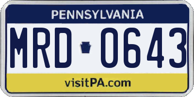 PA license plate MRD0643