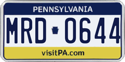 PA license plate MRD0644