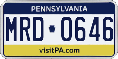 PA license plate MRD0646