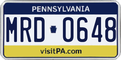 PA license plate MRD0648